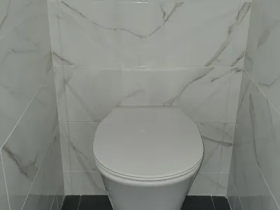 WC moderne dans une salle de bain avec carrelage en marbre